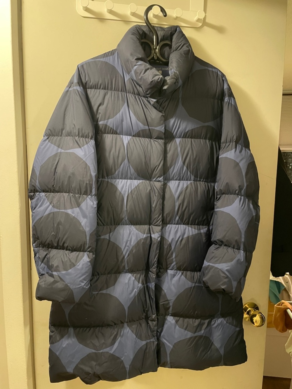 Uniqlo Marimekko XS Black & Navy Geometric Puffer Coat